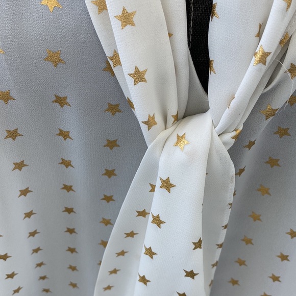 Shining Star Bow Blouse Classic Bow Tie Top made with ultimate patriotic Stars - Picture 4 of 10